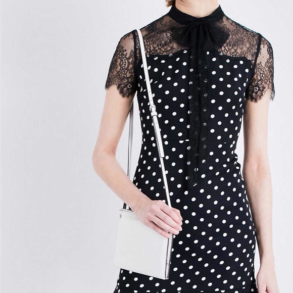 SANDRO polka dot evita lace satin dress size 1 - Picture 2 of 8